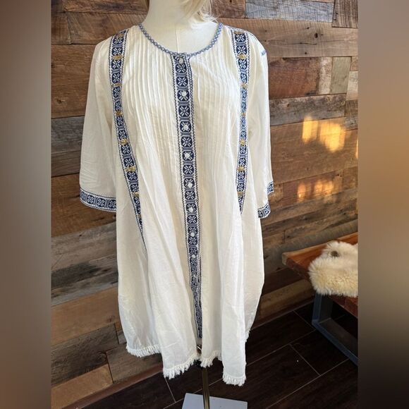 Anthropologie x Raga White Embroidered Sequin Button
Front Midi Dress sz M - Picture 1 of 16